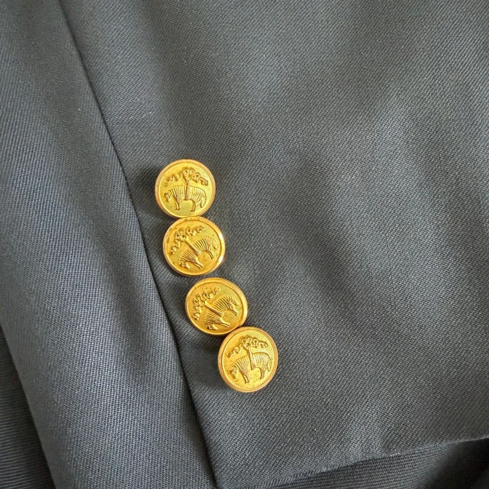 Brooks Brothers 346 Navy Gold Button Blazer Jacket Men's 48R Wool